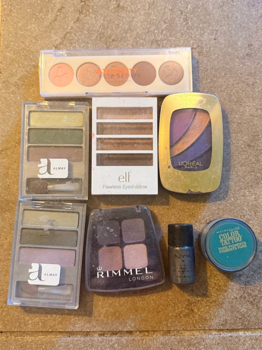 Eyeshadow Palette Almay Rimmel Elf L’Oréal Maybelline NYX jade nude purple green